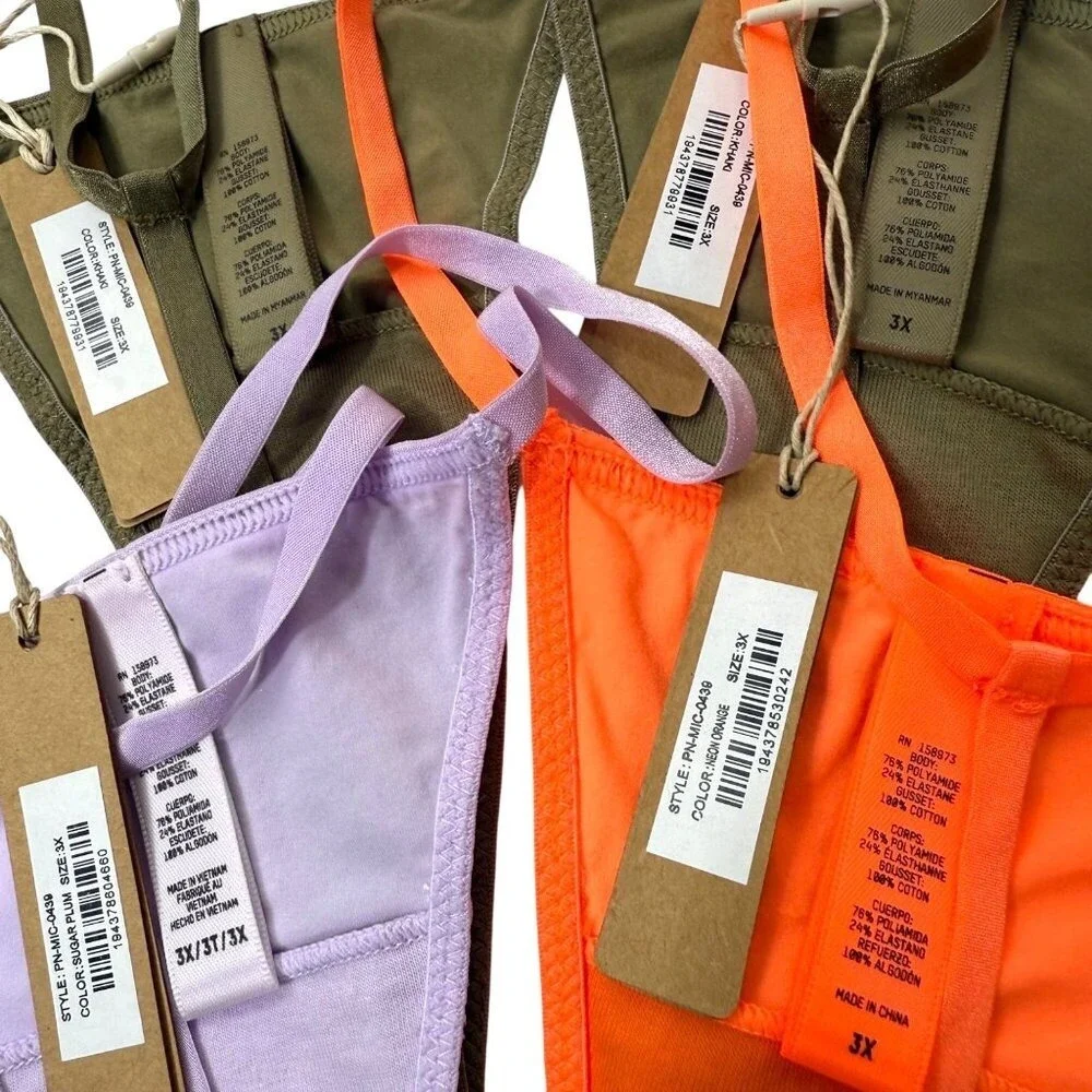 SKIMS Fits Everybody Micro Thongs Lot of 4 Khaki Neon Orange Sugar Plum 3X